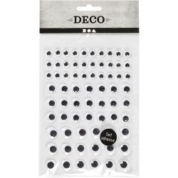 Wiggly eyes, self-adhesive, dia. 8+12+14 mm, white, 69 pc, 1 sheet