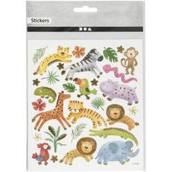 Stickers, Wild animals, sheet 15x16,5 cm, 1 sheet