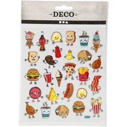 Stickers, fast food, sheet 15x16,5 cm, 1 sheet