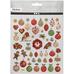Stickers, Christmas baubles and decoration, sheet 15x16,5 cm, 1 sheet
