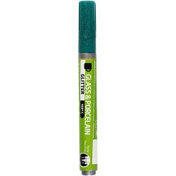 Glass & Porcelain Marker, glitter, line 2-4 mm, semi opaque, dark green, 1 pc