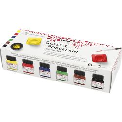 Glass & Porcelain Paint, assorted colours, 6x20 ml/ 1 pack