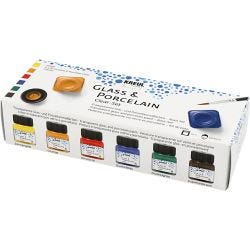 Glass & Porcelain Paint, assorted colours, 6x20 ml/ 1 pack