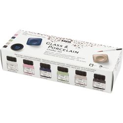 Glass & Porcelain Paint, assorted colours, 6x20 ml/ 1 pack