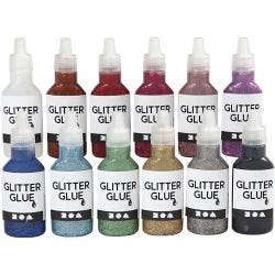 Glitter Glue, assorted colours, 12x25 ml/ 1 pack