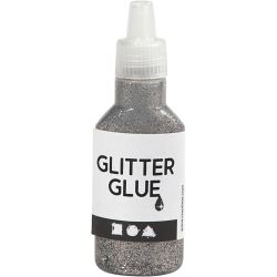 Glitter Glue, silver, 25 ml/ 1 bottle