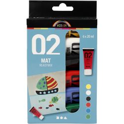 Acrylic Paint Matte, standard colours, 6x20 ml/ 1 pack