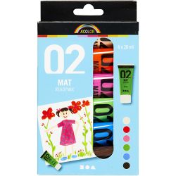 Acrylic Paint Matte, additional colours, 6x20 ml/ 1 pack