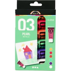 Acrylic Paint Metallic, metallic, additional colours, 6x20 ml/ 1 pack