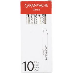 CARAN D’ACHE Neocolor I Crayons, L: 10 cm, thickness 8,5 mm, white (001), 10 pc/ 1 pack