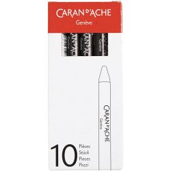 CARAN D’ACHE Neocolor I Crayons, L: 10 cm, thickness 8,5 mm, black (009), 10 pc/ 1 pack