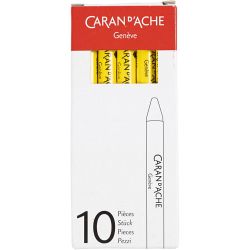 CARAN D’ACHE Neocolor I Crayons, L: 10 cm, thickness 8,5 mm, yellow (010), 10 pc/ 1 pack