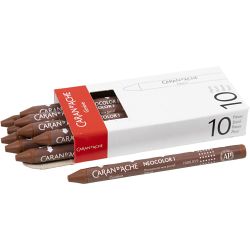 CARAN D’ACHE Neocolor I Crayons, L: 10 cm, thickness 8,5 mm, brown (059), 10 pc/ 1 pack