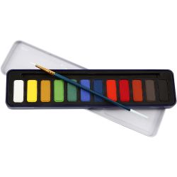 Watercolour Kit, size 12x30 mm, assorted colours, 12 colour/ 1 pack