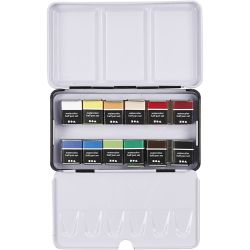 Art watercolour, ½-pan, size 10x15x20 mm, standard colours, 12colour/ 1 pack