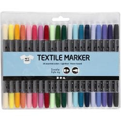 Textile markers, line 2,3+3,6 mm, additional colours, 20 pc/ 1 pack
