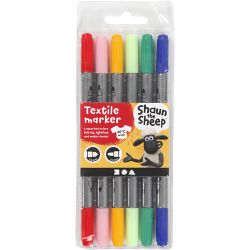 Textile markers, line 2,3+3,6, assorted colours, 6 pc/ 1 pack