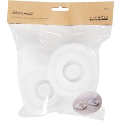 Silicone Mould, Candle Holder, H: 5,8+7,5 cm, W: 2-2,5 cm, dia. 7,5 cm, matt transparent, 2 pc/ 1 pack