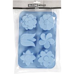 Silicone Mould, flowers, H: 2,6 cm, L: 6 cm, W: 7,5 cm, 75 ml, 1 pc