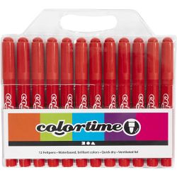 Colortime Markers, line 5 mm, red, 12 pc/ 1 pack