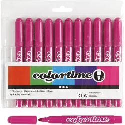 Colortime Markers, line 5 mm, rose, 12 pc/ 1 pack