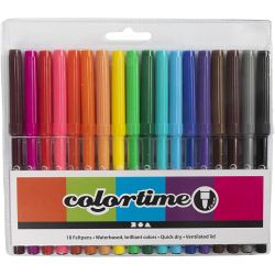 Colortime Markers, line 2 mm, assorted colours, 18 pc/ 1 pack
