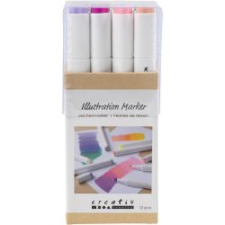 Illustration Marker, line 1+8 mm, pastel colours, 12pc/ 1 pack