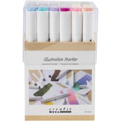Illustration Marker, line 1+8 mm, pastel colours, standard colours, 24pc/ 1 pack
