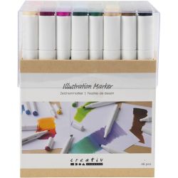 Illustration Marker, line 1+8 mm, standard colours, 48pc/ 1 pack