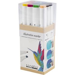 Illustration Marker, line 1+8 mm, standard colours, 12 pc/ 1 pack