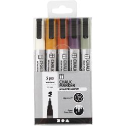 Chalk Markers, line 1,2-3 mm, mute colours, 5 pc/ 1 pack