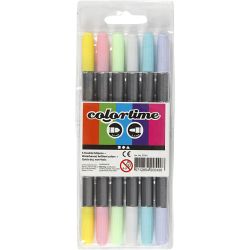 Colortime Double Marker, line 2,3+3,6 mm, pastel colours, 6 pc/ 1 pack