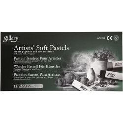 Gallery Soft Pastel Set, L: 6,5 cm, thickness 10 mm, black/white harmony, 12 pc/ 1 pack
