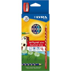 Groove Slim Colouring Pencils, L: 18 cm, lead 3,3 mm, assorted colours, 12 pc/ 1 pack