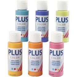 Plus Color Craft Paint, colorful, 6x60 ml/ 1 pack
