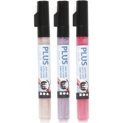 Plus Color Marker, L: 14,5 cm, line 1-2 mm, fuchsia, dusty rose, dark lilac, 5,5 ml, 3 pc/ 1 pack