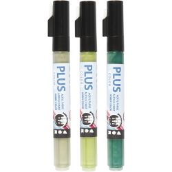 Plus Color Marker, L: 14,5 cm, line 1-2 mm, dark green, eucalyptus, leaf green, 5,5 ml, 3 pc/ 1 pack