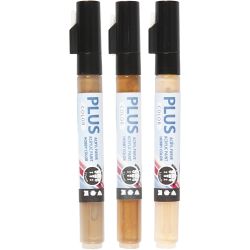 Plus Color Marker, L: 14,5 cm, line 1-2 mm, light beige, gold, raw sienna, 5,5 ml, 3 pc/ 1 pack