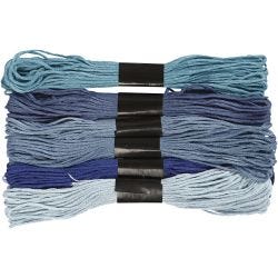 Embroidery Thread, thickness 1 mm, blue harmony, 6 bundle/ 1 pack