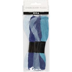 Embroidery Thread, thickness 1 mm, blue harmony, 6 bundle/ 1 pack