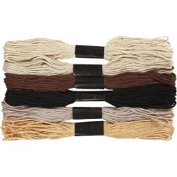 Embroidery Thread, thickness 1 mm, natural, 6 bundle/ 1 pack