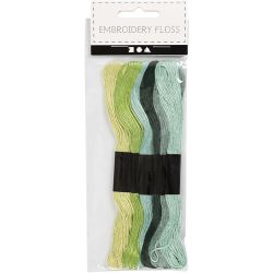 Embroidery Thread, thickness 1 mm, green, 6 bundle/ 1 pack