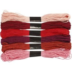 Embroidery Thread, thickness 1 mm, red harmony, 6 bundle/ 1 pack