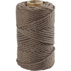 Macramé cord, L: 55 M, dia. 4 mm, light brown, 330 g/ 1 roll