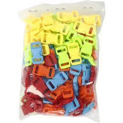 Click Clasp, L: 29 mm, W: 15 mm, hole size 3x11 mm, assorted colours, 100 pc/ 1 pack