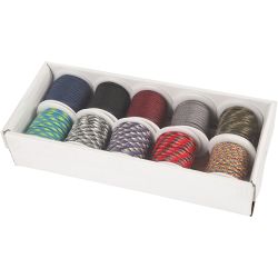 Polyester Cord, W: 5 mm, assorted colours, 10x10 m/ 1 pack