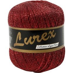 Lurex Yarn, L: 160 M, red, 25 g/ 1 ball