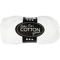 Cotton Yarn, no. 8/4, L: 170 M, white, 50 g/ 1 ball