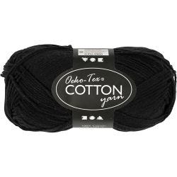 Cotton Yarn, no. 8/4, L: 170 M, black, 50 g/ 1 ball