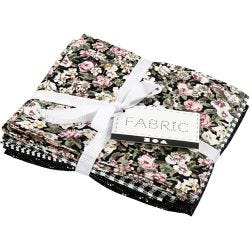 Patchwork Fabric, size 45x55 cm, 100 g, black, 4 pc/ 1 bundle